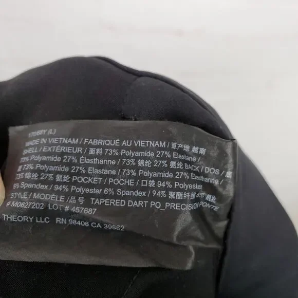 Theory Womens Tapered Dart Ponte Pant Sz L Black Pull On Cropped Pockets Stretch - Picture 13 of 16